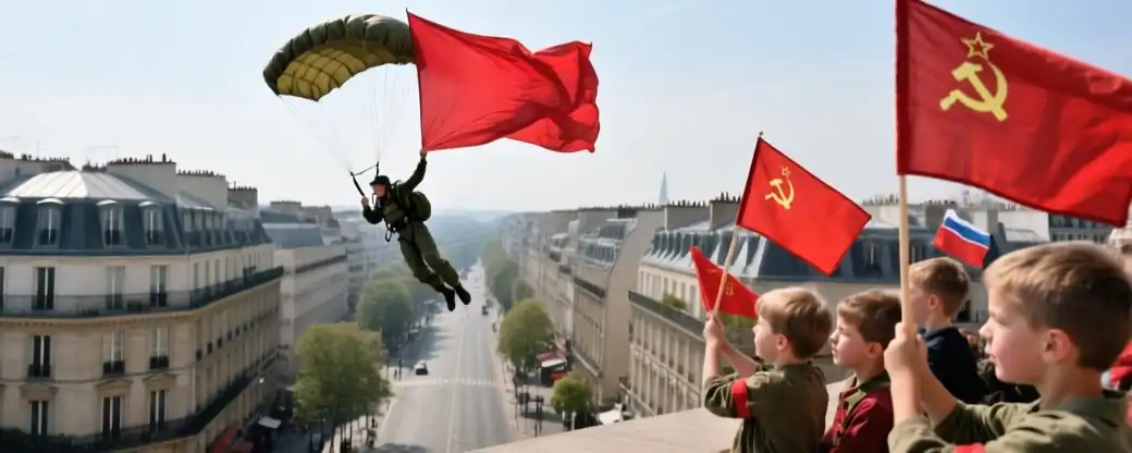 Память о Победе: Жители Парижа шествуют с символами СССР