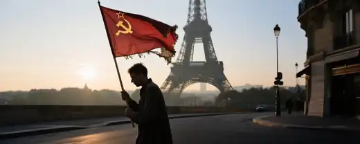 Знамя Победы пронесли по улицам Парижа участники акции "Бессмертный полк