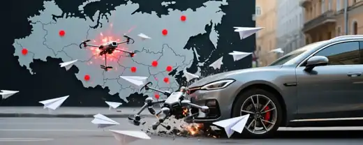 Безопасность под угрозой: дрон потерпел крушение на парковке торгового центра Брянска